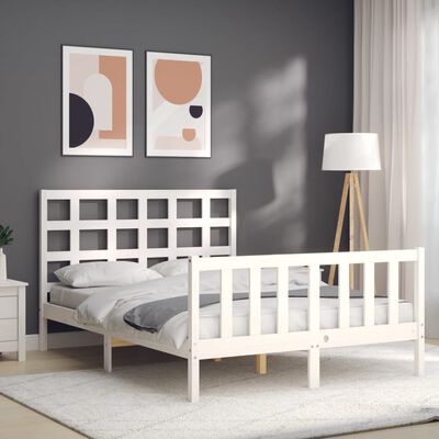 vidaXL Bed Frame without Mattress White 140x190 cm Solid Wood Pine