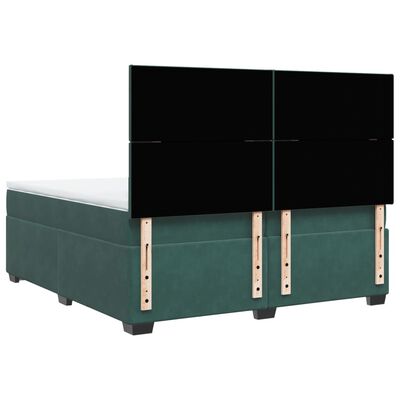 vidaXL Box Spring Bed with Mattress Dark Green 200x200 cm Velvet