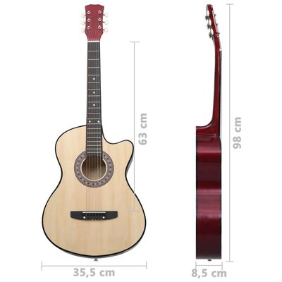 vidaXL Western Acoustic Cutaway Guitar with 6 Strings 38 Basewood