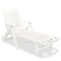 vidaXL Sun Lounger with Footrest Plastic White