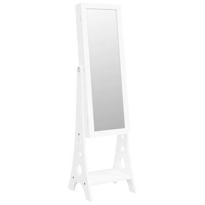 vidaXL Mirror Jewellery Cabinet with LED Lights Free Standing White