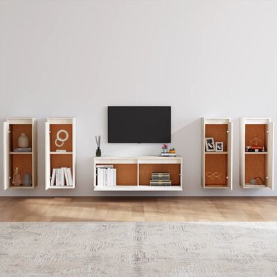 vidaXL TV Cabinets 5 pcs White Solid Wood Pine