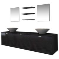 vidaXL Eight Piece Bathroom Furniture and Basin Set Black