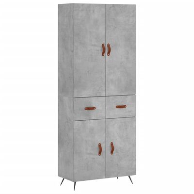 vidaXL Highboard Concrete Grey 69.5x34x180 cm Engineered Wood