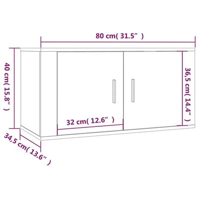 vidaXL Wall-mounted TV Cabinets 2 pcs Smoked Oak 80x34.5x40 cm