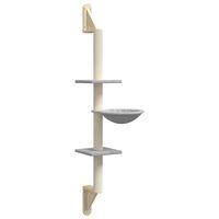 vidaXL Wall-mounted Cat Tree with Scratching Post Light Grey 142.5 cm