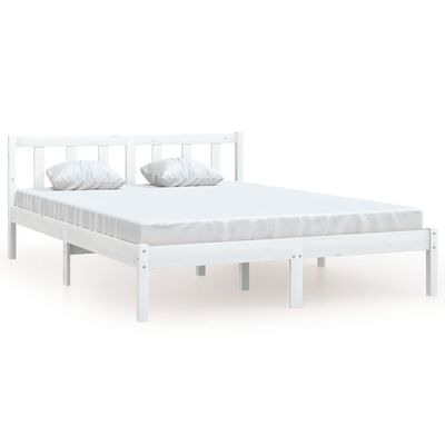 vidaXL Bed Frame without Mattress White Solid Wood 140x190 cm