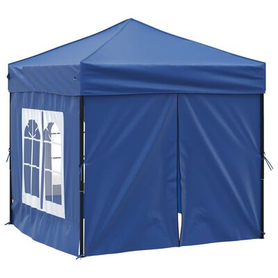 vidaXL Folding Party Tent with Sidewalls Blue 2x2 m