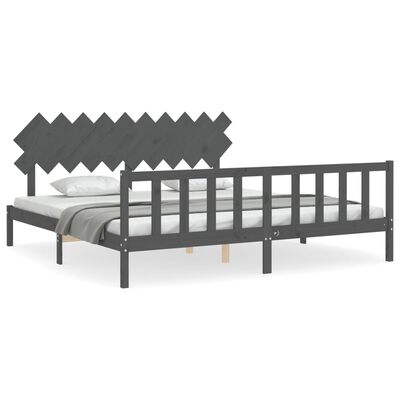 vidaXL Bed Frame without Mattress Grey 200x200 cm Solid Wood Pine