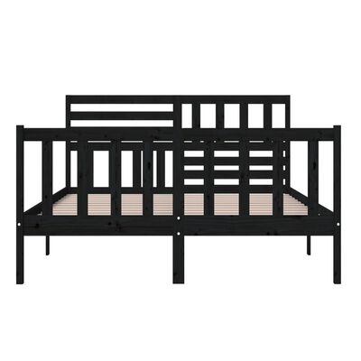 vidaXL Bed Frame without Mattress Black Solid Wood 140x200 cm (810086+814148)