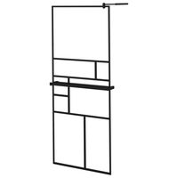 vidaXL Walk-in Shower Wall with Shelf Black 80x195 cm ESG Glass&Aluminium