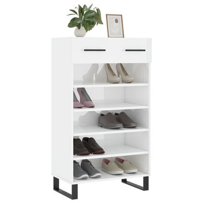 vidaXL Shoe Cabinet High Gloss White 60x35x105 cm Engineered Wood