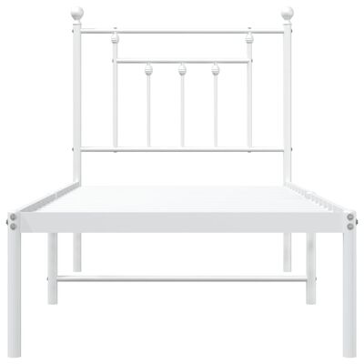 vidaXL Metal Bed Frame without Mattress with Headboard White 75x190 cm Small Single