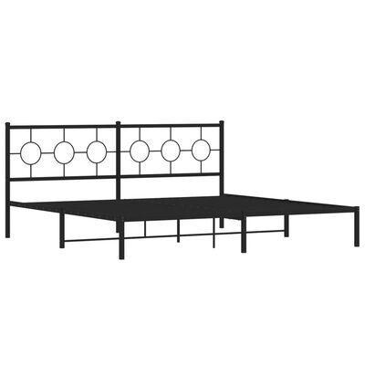 vidaXL Metal Bed Frame without Mattress with Headboard Black 193x203 cm