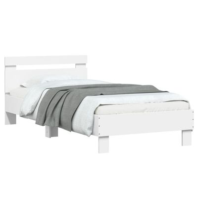 vidaXL Bed Frame without Mattress with Headboard White 90x200 cm