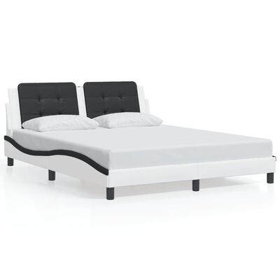 vidaXL Bed Frame with LED without Mattress White and Black 160x200 cm