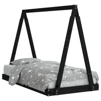 vidaXL Kids Bed Frame Black 80x160 cm Solid Wood Pine