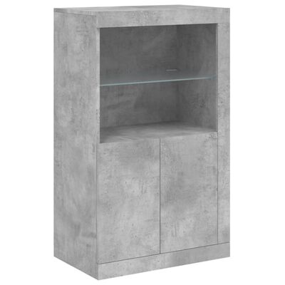 vidaXL Sideboard with LED Lights Concrete Grey 283x37x100 cm