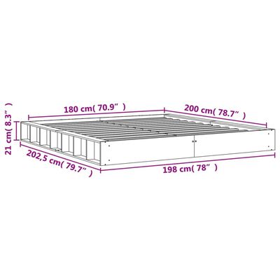 vidaXL Bed Frame without Mattress Wax Brown 180x200 cm Super King Solid Wood Pine