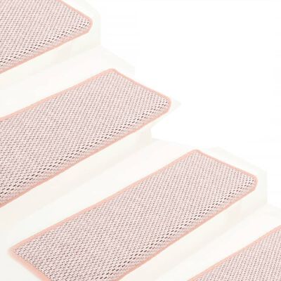 vidaXL Stair Mats Self-adhesive Sisal-Look 15 pcs 65x21x4 cm Red