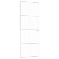 vidaXL Interior Door White 76x201.5 cm Tempered Glass&Aluminium Slim