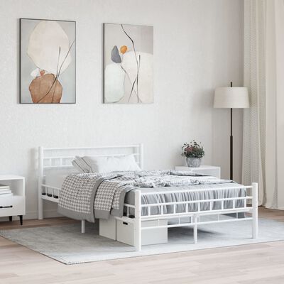 vidaXL Bed Frame White Metal 140x200 cm