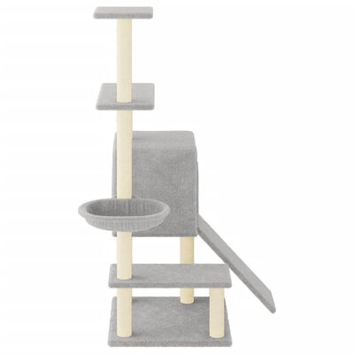 vidaXL Cat Tree with Sisal Scratching Posts Light Grey 130.5 cm