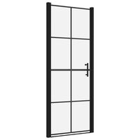 vidaXL Shower Door Tempered Glass 91x195 cm Black