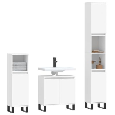 vidaXL 3 Piece Bathroom Furniture Set White Engineered Wood