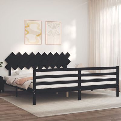 vidaXL Bed Frame without Mattress Black 200x200 cm Solid Wood