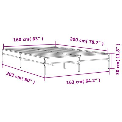 vidaXL Bed Frame without Mattress Sonoma Oak 160x200 cm