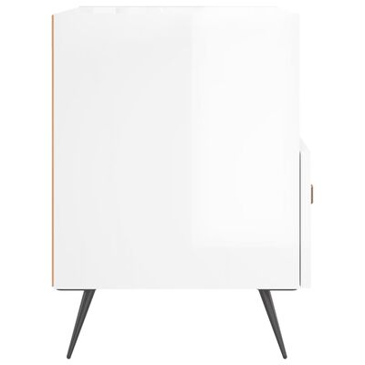 vidaXL Bedside Cabinet High Gloss White 40x35x47.5 cm Engineered Wood