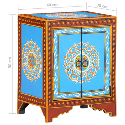 vidaXL Hand Painted Bedside Cabinet 40x30x50 cm Solid Mango Wood