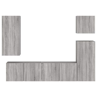 vidaXL 5 Piece TV Wall Units Grey Sonoma Engineered Wood