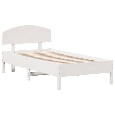 vidaXL Bed Frame without Mattress White 75x190 cm Small Single Solid Wood Pine