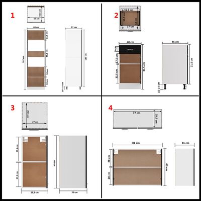 vidaXL 8 Piece Kitchen Cabinet Set Black Engineered Wood