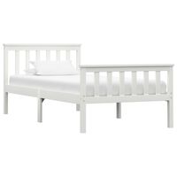 vidaXL Bed Frame without Mattress White Solid Pinewood 100x200 cm