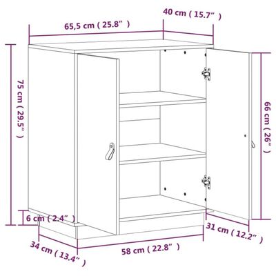 vidaXL Sideboard Grey 65,5x40x75 cm Solid Wood Pine