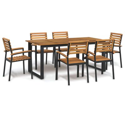 vidaXL 7 Piece Garden Dining Set Solid Wood Acacia and Metal