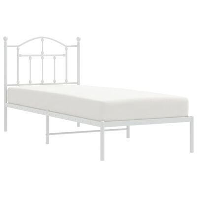 vidaXL Metal Bed Frame without Mattress with Headboard White 90x200 cm