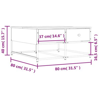 vidaXL Coffee Table Sonoma Oak 80x80x40 cm Engineered Wood