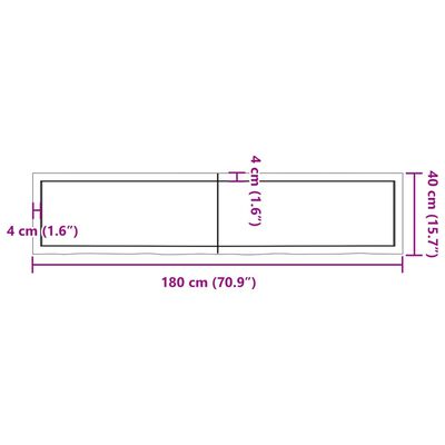 vidaXL Bathroom Countertop 180x40x(2-6) cm Untreated Solid Wood