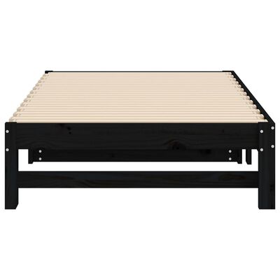 vidaXL Pull-out Day Bed without Mattress Black 2x(75x190) cm