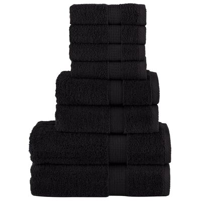 vidaXL 8 Piece Premium Towel Set SOLUND Black 600 gsm