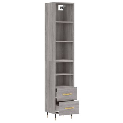 vidaXL Highboard Grey Sonoma 34.5x34x180 cm Engineered Wood