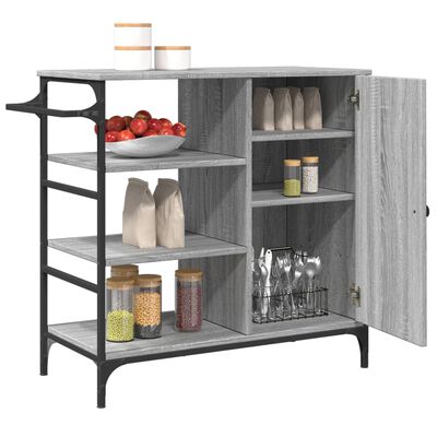 vidaXL Kitchen Trolley Grey Sonoma 87.5x38.5x84.5 cm Engineered Wood