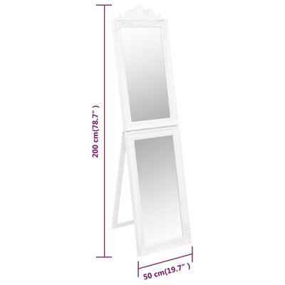 vidaXL Free-Standing Mirror White 50x200 cm