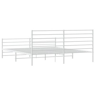 vidaXL Metal Bed Frame without Mattress with Footboard White 180x200 cm Super King