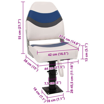 vidaXL Boat Seat with Pedestal Height Adjustable 360° Rotatable