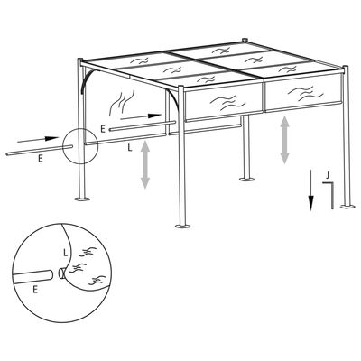 vidaXL Garden Pergola with Retractable Roof 3x3 m Anthracite